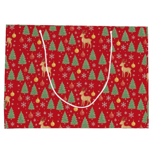 Waterverf Rendier & Kerstboom - Groot Cadeauzakje (Achterkant)