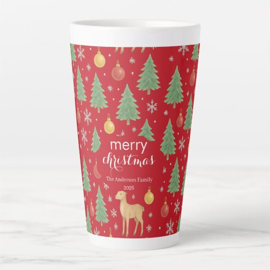 Waterverf Rendier & Kerstboom -  Latte Mok (Voorkant)
