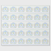 Waterverf Rendier Monogram Crest Christmas Cadeaupapier (Vlak)