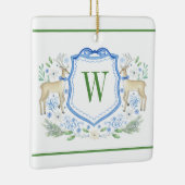 Waterverf Rendier Monogram Crest Christmas Keramisch Ornament (Rechts)