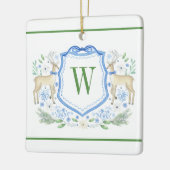 Waterverf Rendier Monogram Crest Christmas Keramisch Ornament (Links)