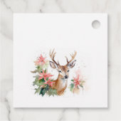 Waterverf rendier poinsettia kerstbladeren bedankjes labels (Achterkant)