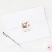Waterverf rendier poinsettia kerstbladeren vierkante sticker (Envelop)