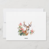 Waterverf rendier poinsettia kerstfoto feestdagenkaart (Achterkant)