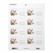 Waterverf rendier poinsettia kersttoespraak etiket (Full Sheet)