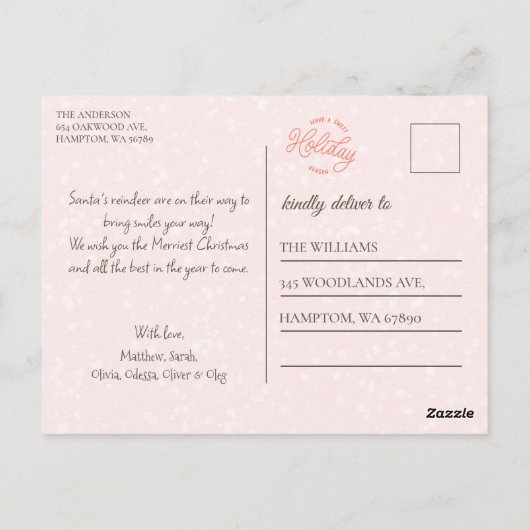 Waterverf Rendier Rudolph en kerstverlichting Briefkaart (Achterkant)