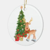 Waterverf rendierBaby Keramisch Ornament (Links)