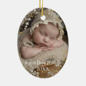 Waterverf rendieren baby's eerste kerstfoto keramisch ornament (Achterkant)