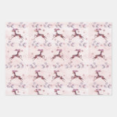 Waterverf Rendieren en groen Kerstmis Inpakpapier Vel (Voorkant 3)