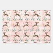 Waterverf Rendieren en groen Kerstmis Inpakpapier Vel (Voorkant)