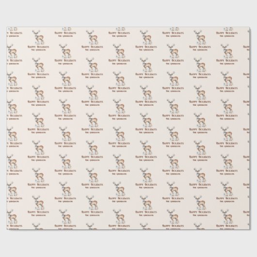 Waterverf rendieren gepersonaliseerde kerst cadeaupapier (Vlak)