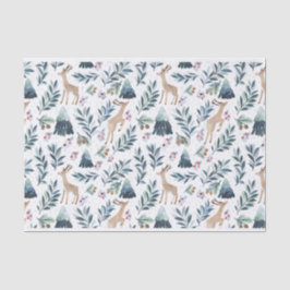 Waterverf rendieren in het bos tissuepapier