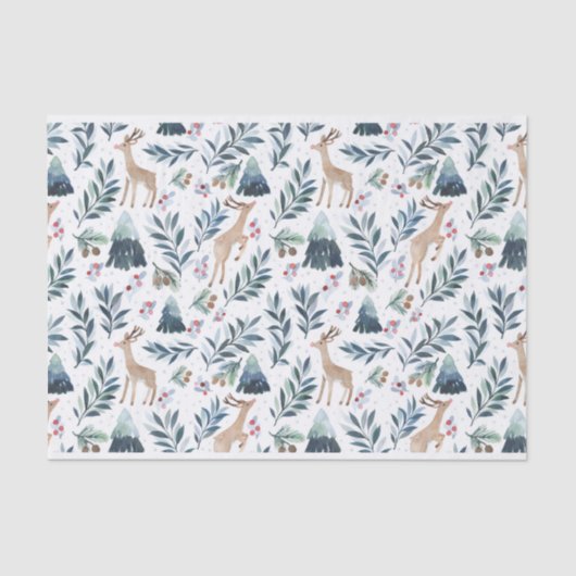 Waterverf rendieren in het bos tissuepapier (Voorkant)