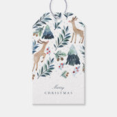 Waterverf rendieren in het bos vakantie cadeaulabel (Voorkant)