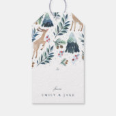 Waterverf rendieren in het bos vakantie cadeaulabel (Achterkant)