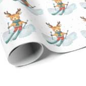 Waterverf rendierskiën op sneeuw cadeaupapier (Rol Hoek)