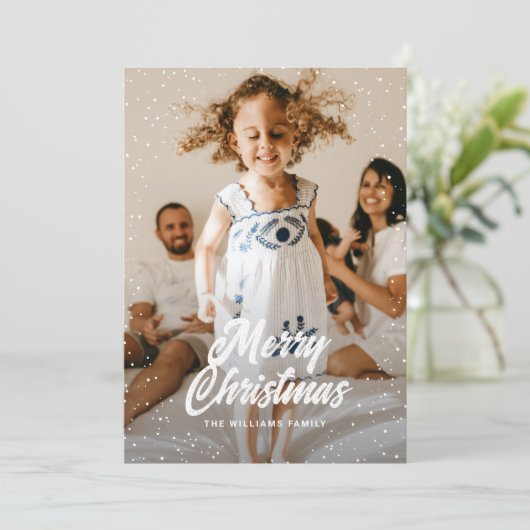 Waterverf rendiersneeuw Wereldbol Kerstmis Feestdagenkaart (Staand voorkant)