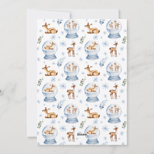 Waterverf rendiersneeuw Wereldbol Kerstmis Feestdagenkaart (Achterkant)