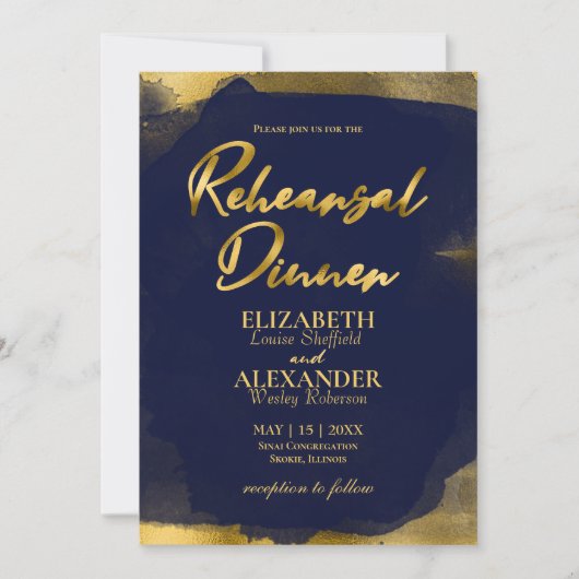 Waterverf repetitie dineruitnodiging | ABSTRACT Kaart (Voorkant)