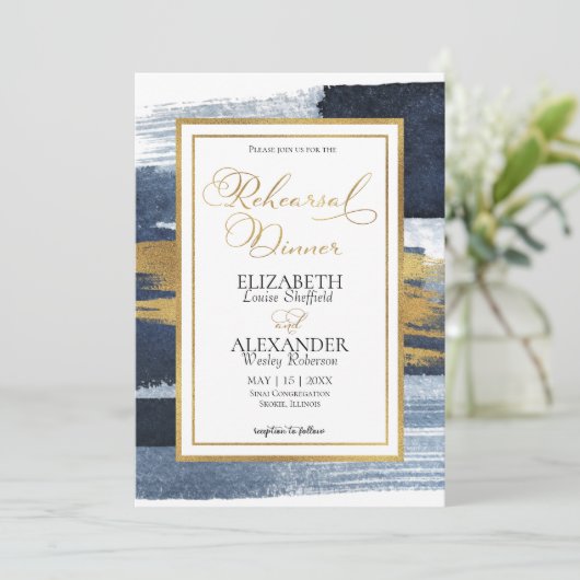 Waterverf repetitie dineruitnodiging | ABSTRACT Kaart (Staand voorkant)