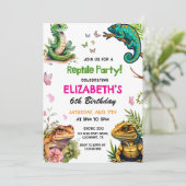 Waterverf reptiel en amfibie feestdag kaart (Staand voorkant)