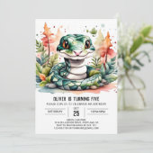 Waterverf Reptiel Kids Verjaardag Kaart (Staand voorkant)