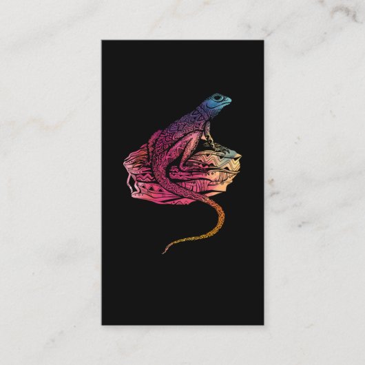Waterverf Reptile Lizard Mandala Natuur Visitekaartje (Voorkant)