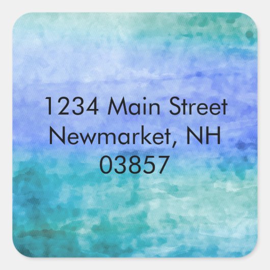 Waterverf Retouradres Streaks Blue Vierkante Sticker (Voorkant)