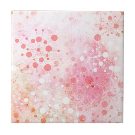 Waterverf Retro 60's ontwerp in roze Tegeltje (Voorkant)