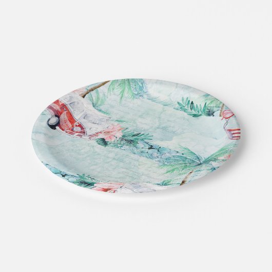 Waterverf Retro Beach-Borden van niet-gouvernement Papieren Bordje (Gekanteld)