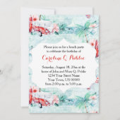 Waterverf Retro Beach-uitnodiging van de met de pa Kaart (Voorkant)