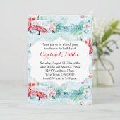 Waterverf Retro Beach-uitnodiging van de met de pa Kaart (Staand voorkant)