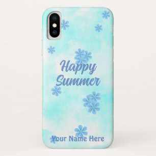 waterverf retro blauw bloemen hand geschilderd Case-Mate iPhone case