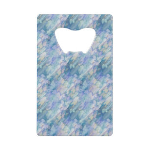 Waterverf Retro Blauw Paarse regendruppelpatroon Creditkaart Flessenopener