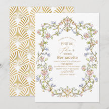 Waterverf retro bloemen goud Vrijgezellenfeest