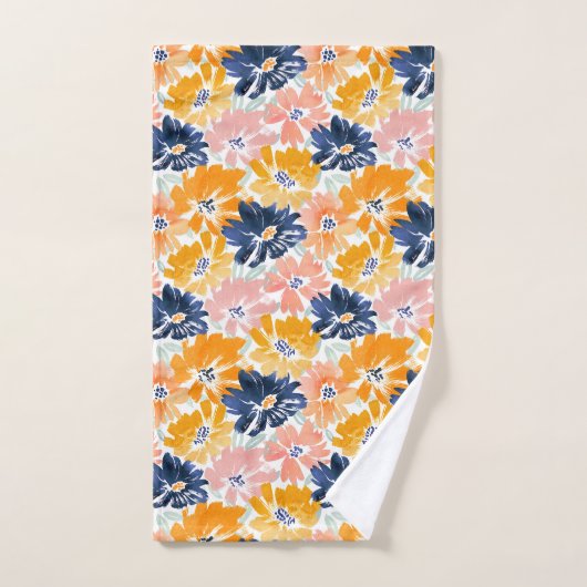 Waterverf Retro bloemenpatroon Bad Handdoek (Handdoek)
