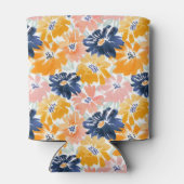 Waterverf Retro bloemenpatroon Blikjeskoeler (Achterkant)