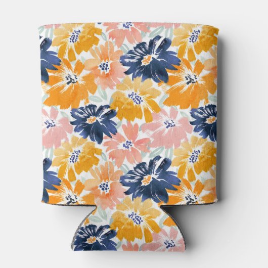 Waterverf Retro bloemenpatroon Blikjeskoeler (Achterkant)