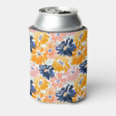 Waterverf Retro bloemenpatroon Blikjeskoeler (Blikje Achterkant)