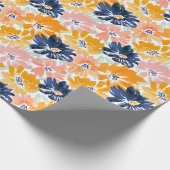 Waterverf Retro bloemenpatroon Cadeaupapier (Hoek)