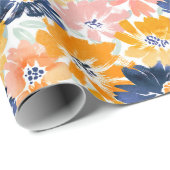 Waterverf Retro bloemenpatroon Cadeaupapier (Rol Hoek)