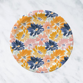 Waterverf Retro bloemenpatroon Papieren Bordje