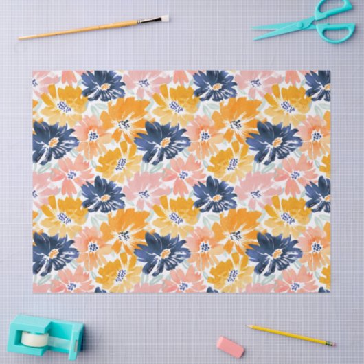 Waterverf Retro bloemenpatroon Tissuepapier (Craft)