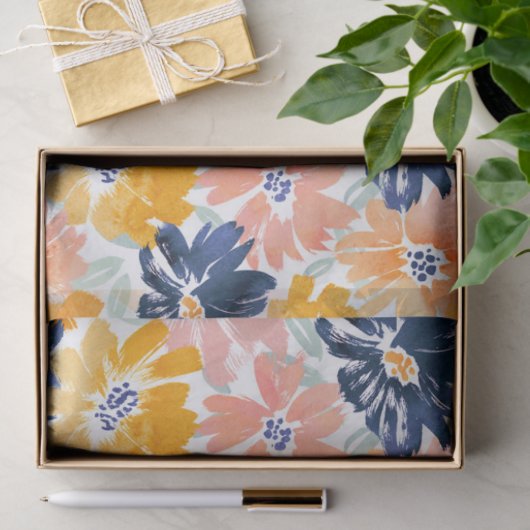 Waterverf Retro bloemenpatroon Tissuepapier (Geschenk)