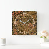 Waterverf retro brown black beige sepia floral fl vierkante klok (Huis)