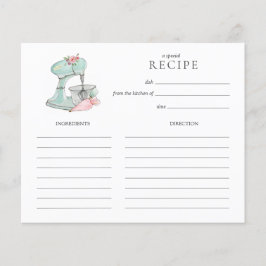 Waterverf Retro Cake mixer baking Recipcard