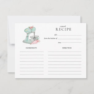 Waterverf Retro Cake mixer baking Recipcard Kaart
