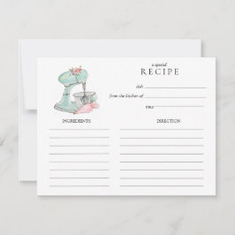 Waterverf Retro Cake mixer bakrecept kaart Notitiekaartje