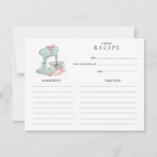 Waterverf Retro Cake mixer bakrecept kaart Notitiekaartje