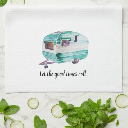 Waterverf  Retro Camper Kitchen Dish Towel Theedoek (Gevouwen)